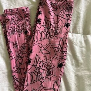 Lularoe HALLOWEEN, pink and black trick-or-treat leggings size l/xl new no tags